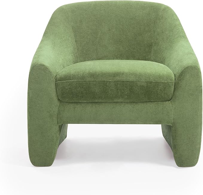 Accent Chair Modern Chenille Fabric Armchair for Living Room Comfy Upholstered Reading Single Sofa Chair for Bedroom (Chenille Green Set of 1)