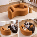 Luxury Modern Chenille Sectional Sofa Tai Chi Curved Compression Couch Boucle Cozy Soft Loveseat for Living Room Apartment Office (Orange)