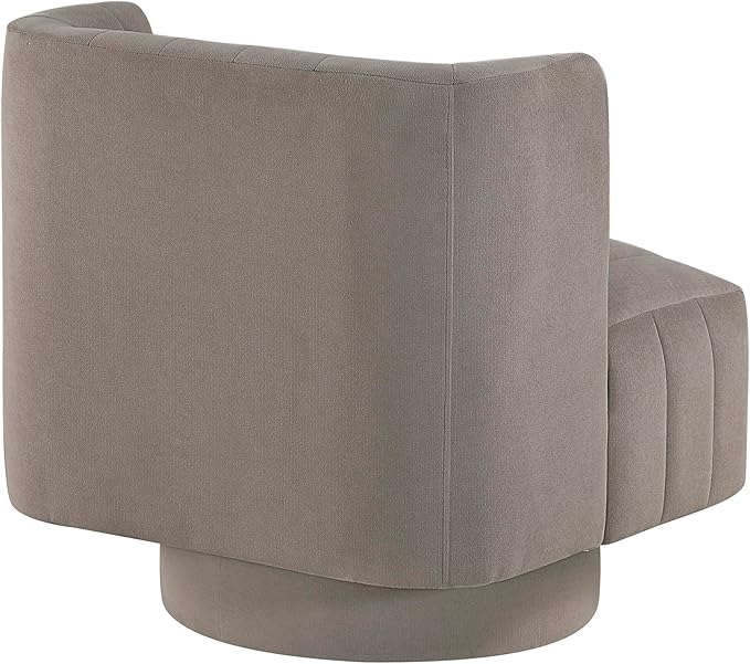 Lexicon Swivel Accent Chair Textured Fabric Upholstered 360 Degree Swivel Barrel Chair with Channel Tufted Comfort Seat for Living Room Bedroom Office Easy Assembly Taupe