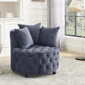 JOYBASE Swivel Barrel Chair Round Swivel Accent Chair Comfy Circle Club Lounge Chair Armchair Modern Sofa Chair for Living Room Office Bedroom (Blue-Grey Velvet)