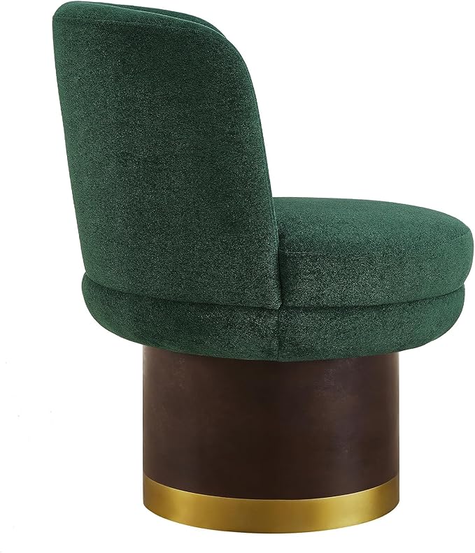 Christopher Knight Home Mirin Upholstered 360° Swivel Accent Chair Chenille Fabric Swivel Barrel Chair Modern Vanity Chair for Living Room Bedroom Green+Brown
