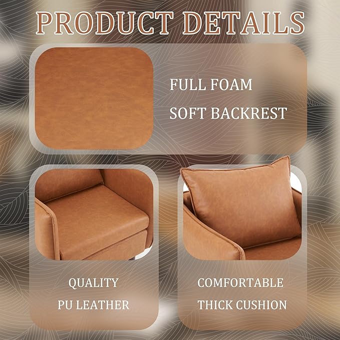 Sepnine Accent Chairs for Living Room Chairs Brown Reading Chair for Bedroom Arm Chair Mid Century Modern Club Chairs Upholstered Comfy Chair for Apartment Waiting Room