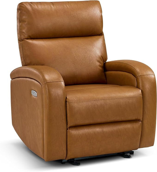 MCombo Zero Wall Recliner Chair Power Wall Hugger Recliner with USB &amp Type-C Dual Charge Ports for Small Space Living Room RV PR644 (Cognac Brown)