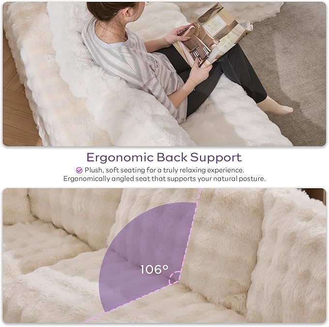 TYBOATLE 107’’ Boneless Slow-Rebound Memory Foam Couch Cloud Sectional Couches for Living Room w/Upgraded Fabric Deep Seat Comfy Fluffy L Shaped Modular Sectional Sofa