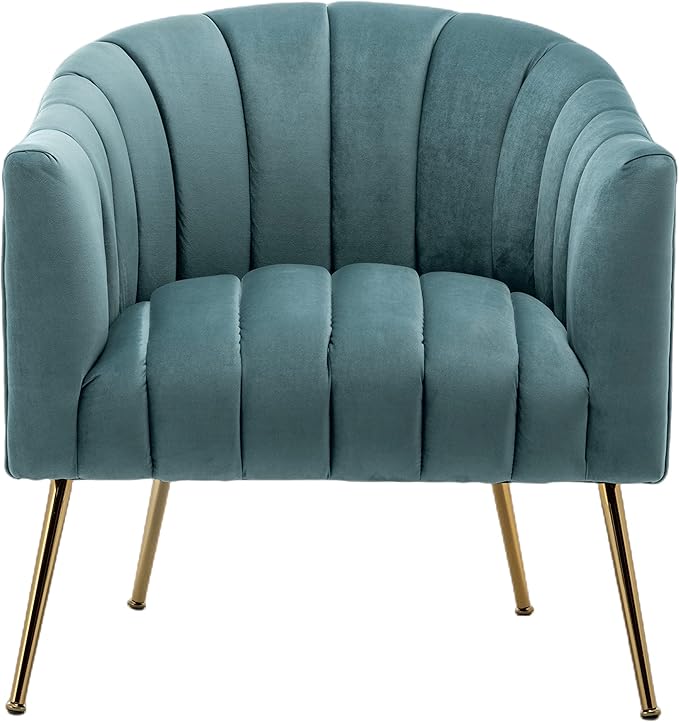 Modern Velvet Tub Chair Armchairs Barrel Accent Dinning Chair with Gold Plated Metal LegsThick Soft Padded Seat for Living Room