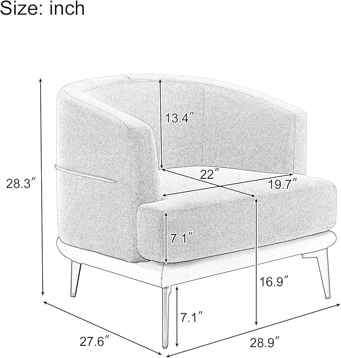 Modern Two-Tone Barrel Fabric Chair Upholstered Round Armchair for Living Room Bedroom Reading Room (Mustard Green)