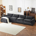 VINGLI 157 Cloud Black Convertible Sectional Sofa Comfy L-Shape Extra Deep Seat Sofa Couch for Living RoomModern Chenille 4-Seat Convertible Sofa with Movable Ottoman for Small Space