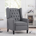 Wing Back Recliner Chair for Living Room Push Back Reclining Chairs Club Accent Chair Lounge Armchair Comfy Fabric Arm Chair with Rivet Decoration Tufted Back Solid Wood Legs Grey