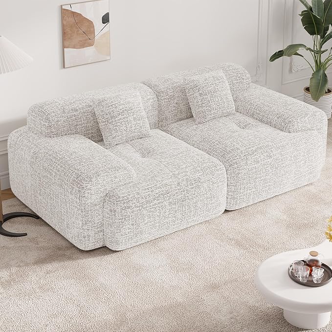 85 Cloud Loveseat Sofa in a Box Modern Small Couch No Assembly Required Comfy Deep Seat Boneless Couches for Living Room Bedroom Apartment Beige 1 PCS