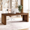 LITTLE TREE 78.7-Inch Two Person Desk Double Monitor Office Desk for 2 Person Large Executive Wood Desks Conference Table Home Office Dark Brown