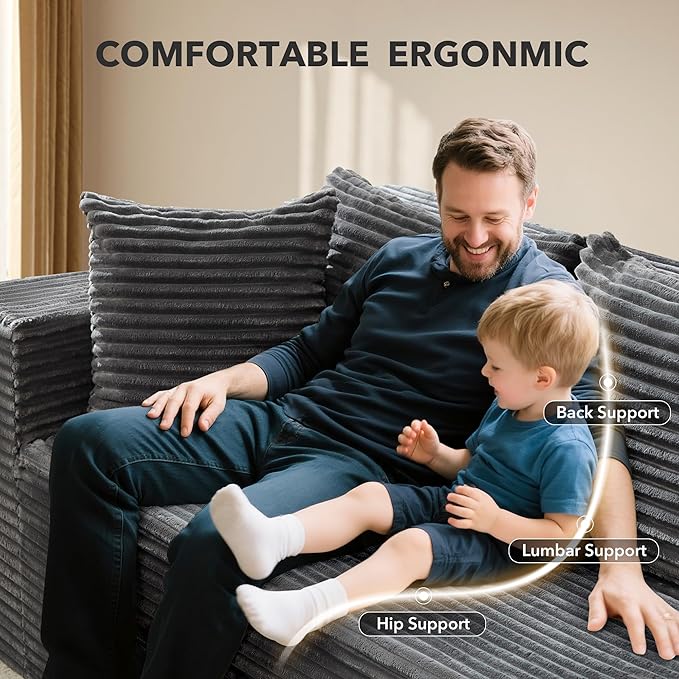 Modular Sectional Sofa Cloud Sectional Couch 106 Comfy L Shaped Black Couches for Living RoomOversized Sofa Sleeper with Deep Seat No Assembly Required