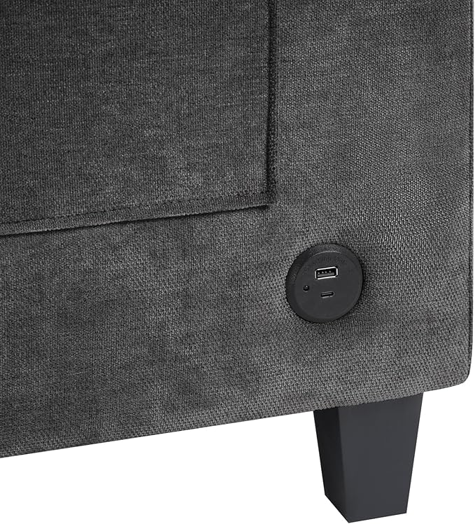 Merax 115.7 U-Shaped Chenille Sectional Sofa 4 Seat Corner Couch Oversized with Built-in Cup Holders 3 Pillows Storage Space for Living Room Grey