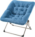 OAKHAM Comfy Chair for Adults Soft Faux Fur Folding Lounge for Bedroom Living Room Dorm Rooms Flexible Reading Chair for Teens Kids X-Large Foldable (Faux Fur-Blue)