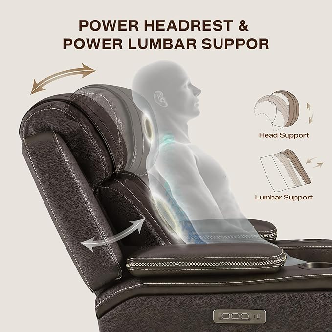 Watson &amp Whitely Electric Recliner Chairs for Adults Oversized Genuine Leather Recliner Super Zero Gravity Reclining Chair W Triple-Motor Adjustable Headrest &amp Lumbar Support Dark Brown