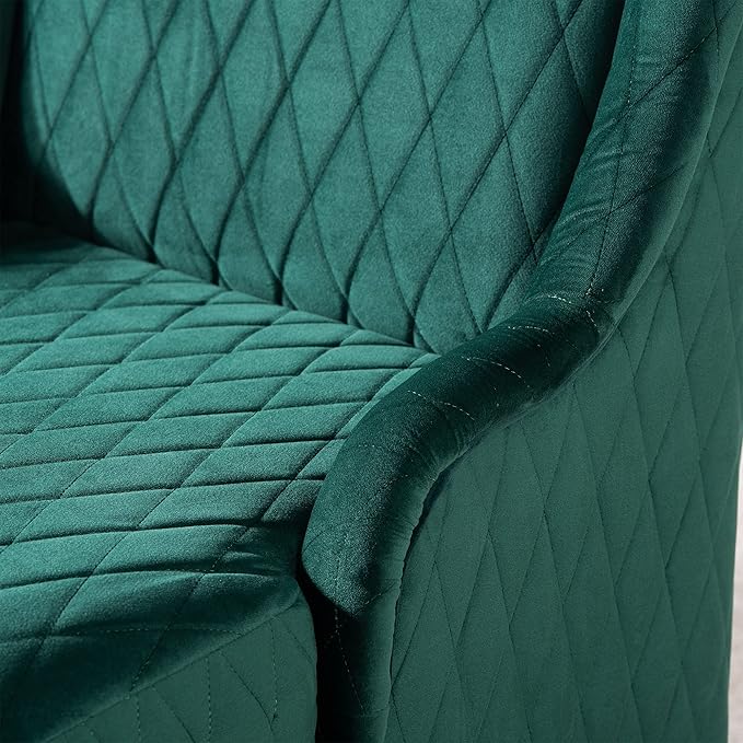 HomVent 1PCS Chair with Super High Wing-Back Velvet/PU Leather Upholstered Armless Throne Chair with Diamond Lattice Design Retro Elegant Side Chair for Living RoomKitchen