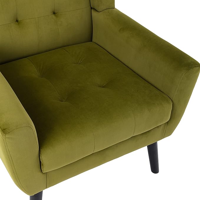 Modern Soft Velvet Material Ergonomics Accent Chair Living Room Chair Bedroom Chair Home Chair with Black Legs for Indoor Home