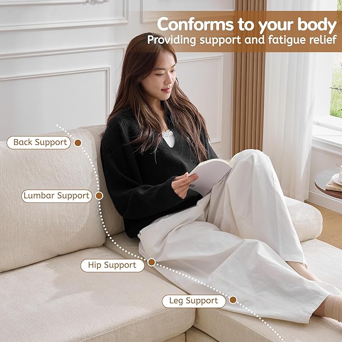 101 U-Shape Sectional Couch for Living Room 4 Seat Sofa with Removable Pillows Modern Chenille Fabric Sets with Double Chaise Lounges for Apartment&ampSmall Space Beige