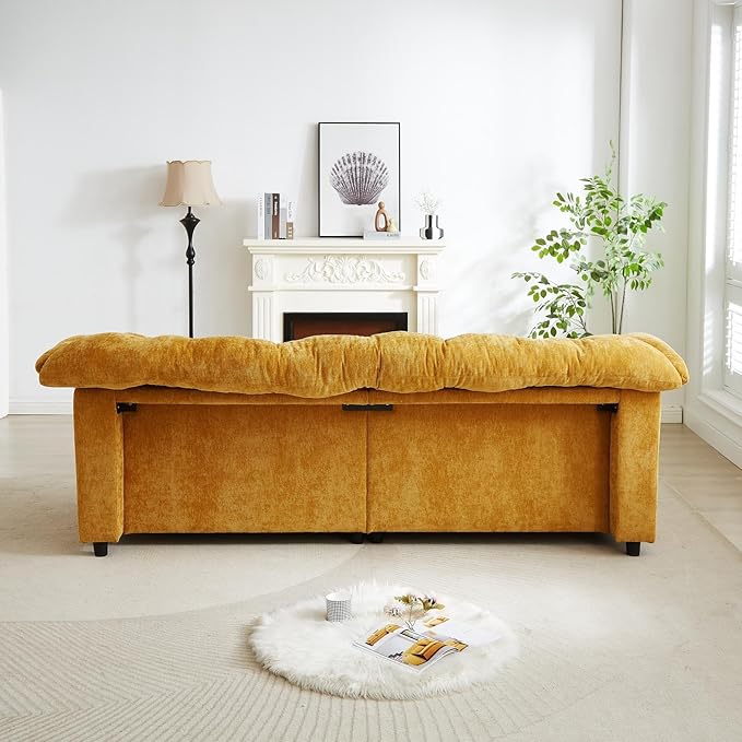 99.2 Cloud Couch Sofa for Living Room 3-Seater Oversized Couches with Thickened Armrests Plush Chenille Fabric &amp Deep Seat Cushions Sofa Modern Comfy Couches for Bedroom Office (Yellow)