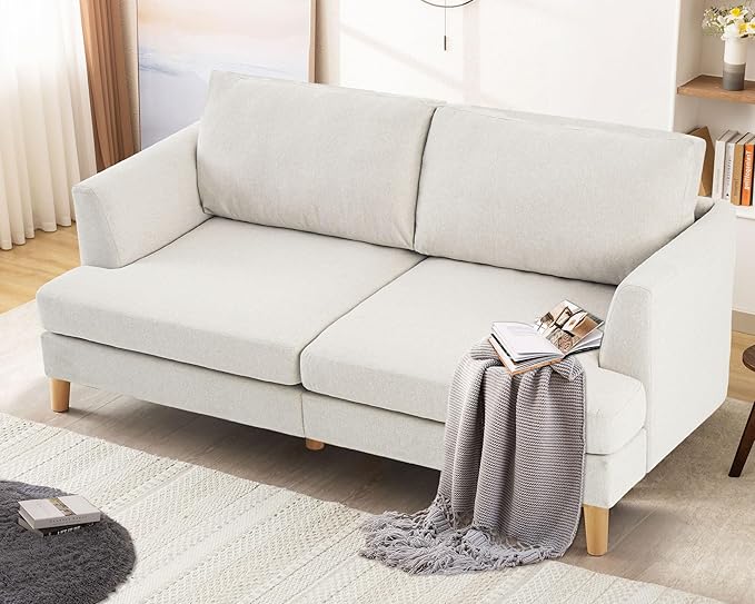 Living&ampGiving 65 W Loveseat Sofa with Extra Deep SeatsLove Seat Couches for Small SpacesMid Century Modern Couch for Apartment2 Seater Couch for Living RoomSmall Sofa for Bedroom
