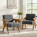 HULALA HOME Modern Accent Chair Upholstered Arm Chair with Solid Wood Frame Comfortable Padded Seat and Back for Living Room Bedroom Set of 2 Charcoal