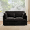 Tbfit 59 Loveseat Sofa Chenille Small Sofa Couch Love Seat with 2 Pillows for Small Space Bedroom &amp Living Room Black