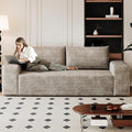 63 Boneless Loveseat Sofa - Cloud Couch with Memory Foam Comfy Deep Seat - Corduroy Floor Sofa No Assembly Required - Small Space Friendly for Living Room Bedroom Apartment Camel