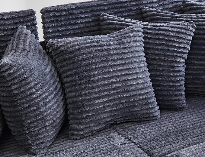 111 Inch Sleeper Sofa Bed | Convertible Cloud Sectional Couches for Living Room | L-Shaped Couch with Cup Holder Side Pocket 8 Pillpws | Dark Grey