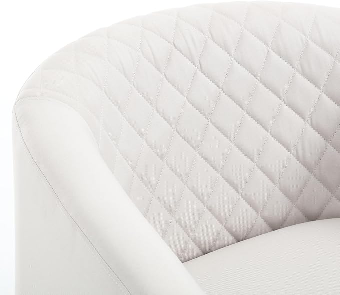 Modern Swivel Rocker Accent Chair Armchair Round Swivel Barrel Chair 360° Rotating and Glide Back and Forth Linen Beige