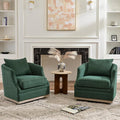 KINWELL 31 Wide Linen Fabric Swivel Barrel Chair Set of 2 FSC Certified Upholstered Swivel Armchair with Pillow Back for Living Room Bedroom Fully Assembled (Green)
