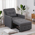 3-in-1 Convertible Sleeper Chair Sleeper Sofa Bed with USB Ports Lazy Sofa Bed with Side Pocket Recliner Chair with Adjustable Backrest for Living Room Apartment Dorm or Office Grey
