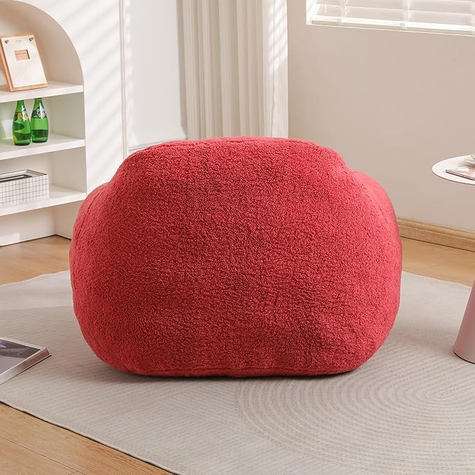 39 Single Armchair Sofa - Comfy Memory Foam &amp Soft Faux Fur | Modern Minimalist Design with Ergonomic Armrest for Living Room TV WatchingReadingRose Red
