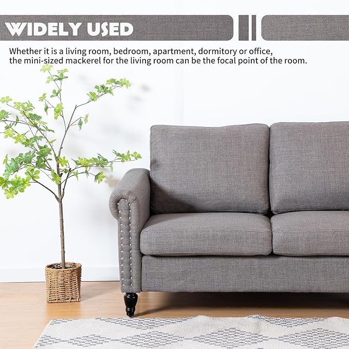 J.C.UP 57'' Loveseat Sofa CouchSmall Couches for Living Room with Linen FabricComfy Upholstered Love Seat Sofa Couches for Bedroom with Solid Wood Legs2 Seater mini Modern Couch for Small Spaces