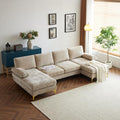 Karl home Convertible Sectional Sofa 110 U-Shape Sofa Couch 4-Seat Couch with Chaise ChenilleFabric Upholstered for Living Room Apartment Office Camel