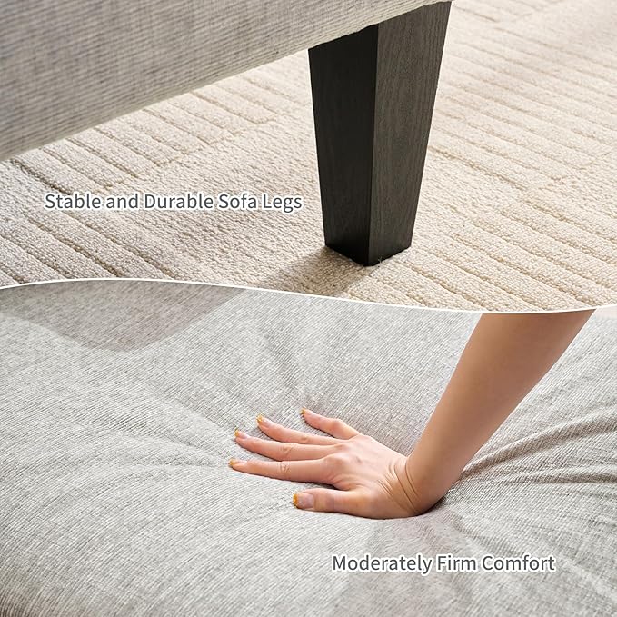 98 U Shaped Couch with 18 Seat Height Sectional Couches for Living Room 4 Seater Couch Set with Double Chaise for Apartment Living Room Sofas Chenille Light Gray