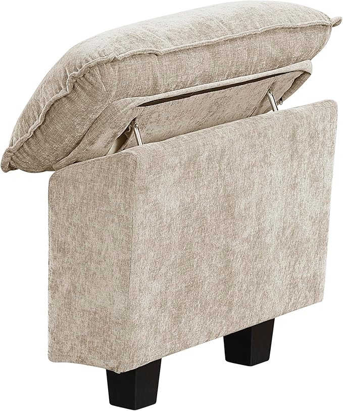 Lexicon Modular Sectional Sofa Module for Sectional Couch 2 Arms with Adjustable Pillow Top Set Left and Right Sofa Arm Soft Upholstery Durable Frame Customizable Comfort Chenille Light Taupe