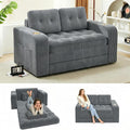 55 Futon Sofa Bed 4‑in‑1 Convertible Sofa Bed Folding Boneless Couches for Living Room Fold Out Small Foldable Loveseat Floor Sleeper Comfy Mattress Lounge Space‑Saving Grey