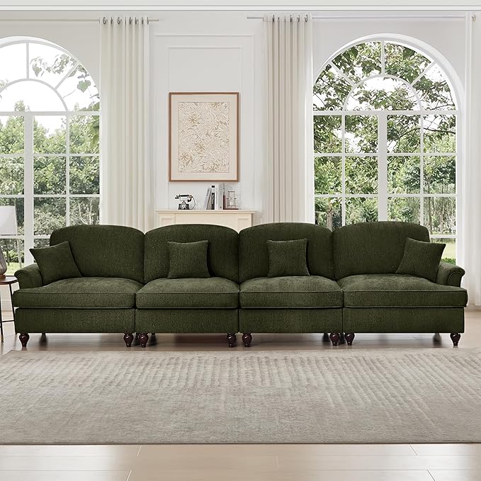 KEIKI 137 4Seat Modular Velvet Sofa Couch for Garden Home Small Space Style Conscious Nature Lovers Warm Inviting Comfy Supportive Rest Space Elegant Premium Premium Design Green