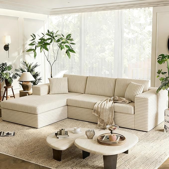 JAMFLY 105 Boneless Couches for Living Room (Beige)