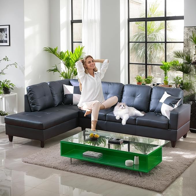 L-Shaped Combination Sofa Set Luxurious Synthetic Leather Living Room Sofa Suitable for Living Rooms Bedrooms Apartments and Offices