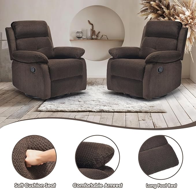 Small Rocker Swivel Recliner Chair for Adults Women for Small Spaces Bedroom Living Room