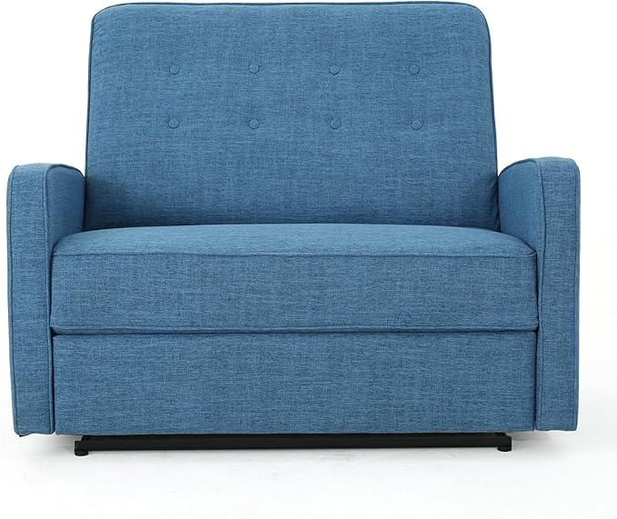 Mid-Century Fabric 47 Wide Rocker Recliner Chair Adjustable Single Recliner Sofa with Thicker Seat Cushion for Living Room Bedroom Apartment (Blue Style2)