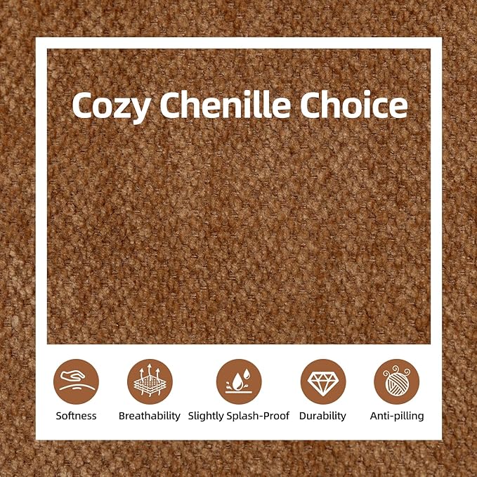 Cozy Swivel Accent Chair Modern Oversized Single Sofa with Armrest Comfy Upholstered Armchair Sofa Large Chenille Accent Chair for Living Room Bedroom Reading Room Brown