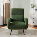 Modern Accent Chair Reading Chair with Corduroy Fabric Upholstered and Hight Backrest Single Sofa Chairs for Living Room Apartment Bedroom and Small Spaces. (Green)