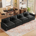 CDCASA 154 Modular Sectional Sofa Comfy Cloud Couch Oversized 4-Seater Chenille Deep Seat Sofa Bed for Living Room DIY Combination Black