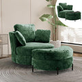 Chifee &amp Vingol Swivel Accent Chair with Ottoman 40.35 Round Swivel Chair Storage Ottoman &amp Pillows 360° Barrel Chair for Living Room Bedroom OfficeChenilleGreen