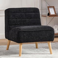 Modern Accent Chair Chenille Upholstered Fuzzy Club Chairs with Tufted Design Comfy Living Room Chair with Metal Legs Padded Reading Chair for Reading Room (Black-Chenille)