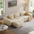Maupvit 108 Modular Sectional Sofa Modern Cloud Couch L-Shaped Convertible Sleeper Sofa Bed with Movable Ottoman Deep Seat Boneless Comfy 3 Seater Couches for Living Room Beige | Breathable materi