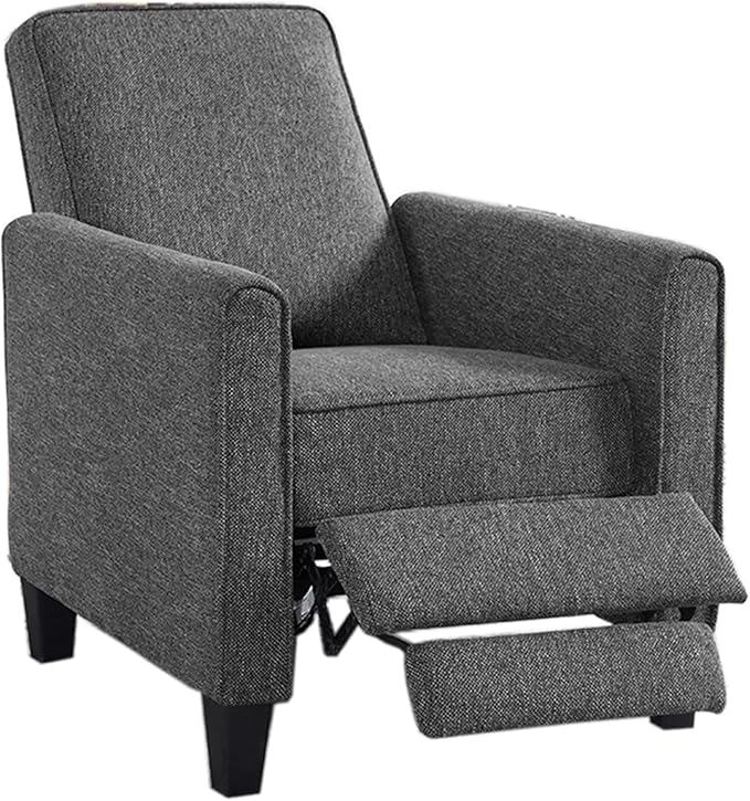 24/7 Shop at Home Mulvane Modern Recliner Chair with Push Back &amp Foot Rest Single Couch with Fabric Upholstered &amp Plastic Legs Sofa Reclinable Individual for Bedroom Living Room Home Offic