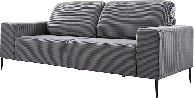 AMERLIFE 89 inch Sofa - Modern Comfy Couch with Extra Deep Seats 3 Seater for Living Room Grey Corduroy