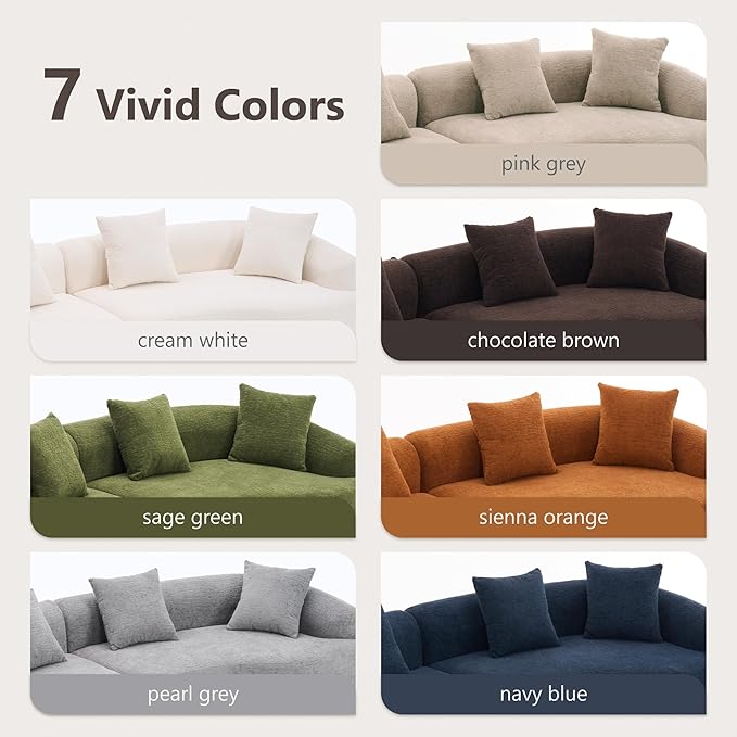 110'' Modern Curved Sofa Sectional Arc 4-Seater Foam Couch Compressed in-a-Box Boneless Cloud Couch with Extra-Deep-Wide Seats in Comfortable Chenille No Assembly Apricot Taupe